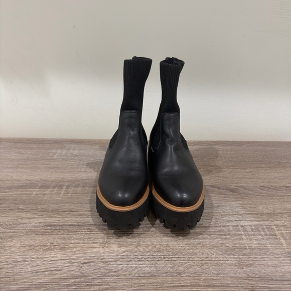 Chic Black Platform Sock Boots - Picture 5 of 7